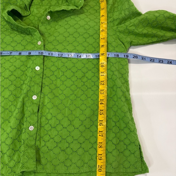 Talbots Green Button-Up Eyelet Detail button up Shirt in size MP - Picture 7 of 10
